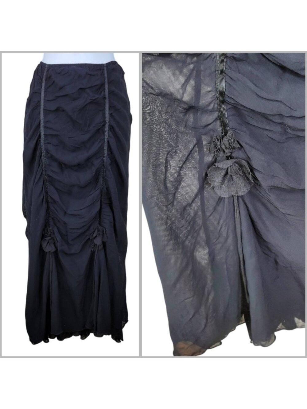 Mesh Skirt Medium Layered Alt Pull On Stretch Whimsigoth Ruched Renaissance Vtg
